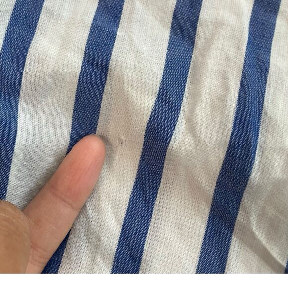 J Crew Shirt WMNS 2 Blue Striped Button Down Garçon Cotton Voile Nautical Preppy - Picture 12 of 14